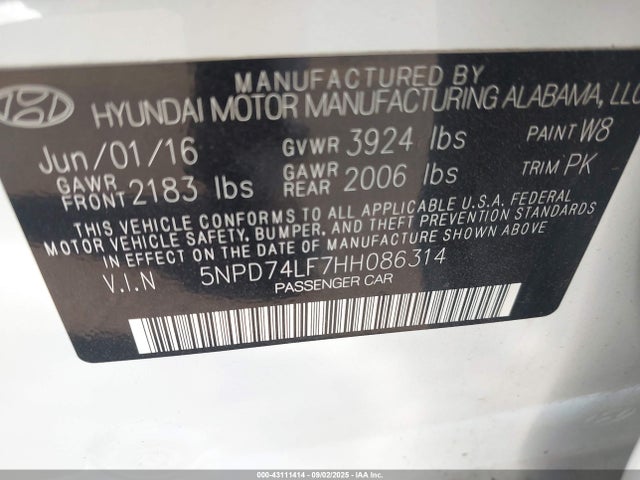 Hyundai ELANTRA SE 2017 5NPD74LF7HH086314 Image 9