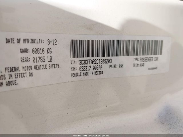 2012 FIAT 500 3C3CFFAR2CT309203 Photo 8