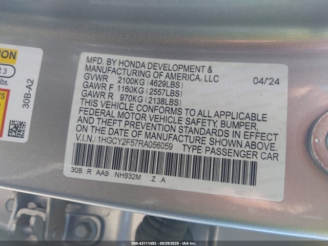 1HGCY2F57RA056059 Honda lfc5