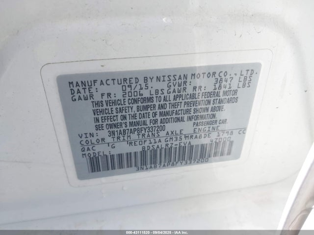 3N1AB7AP8FY337200 Nissan Sentra