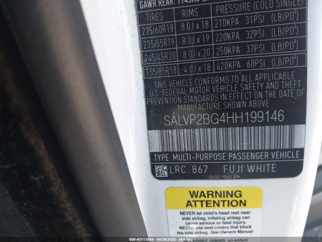 SALVP2BG4HH199146 Land Rover gtdi lev3 sulev30
