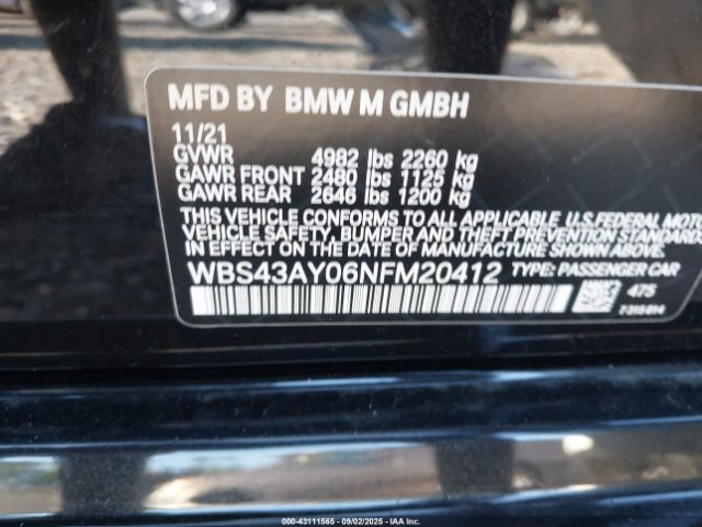 2022 BMW M3 WBS43AY06NFM20412 Photo 8