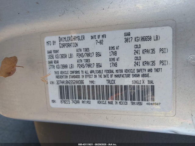 2002 DODGE RAM 1500 3D7HA18N22G200386 Photo 8
