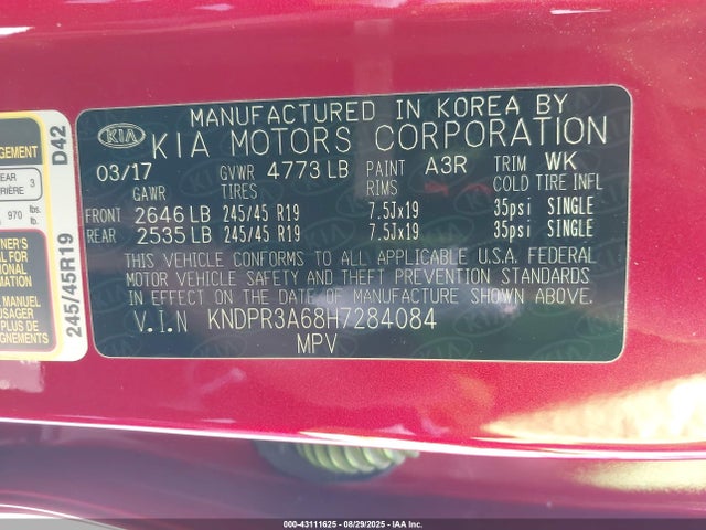 KNDPR3A68H7284084 KIA t-gdi theta ii