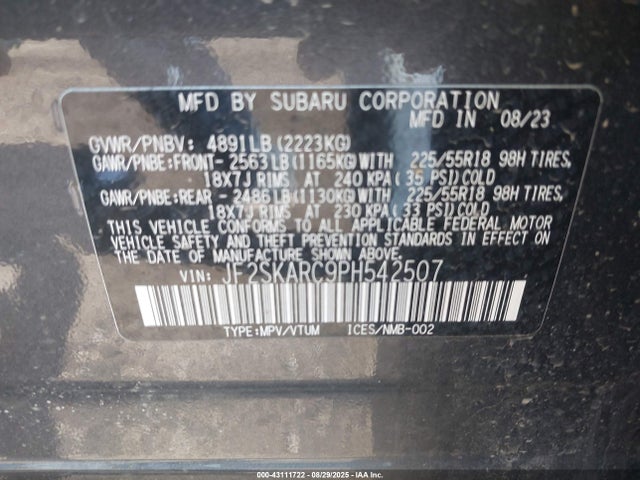 Subaru na u5 2023 JF2SKARC9PH542507 Image 9