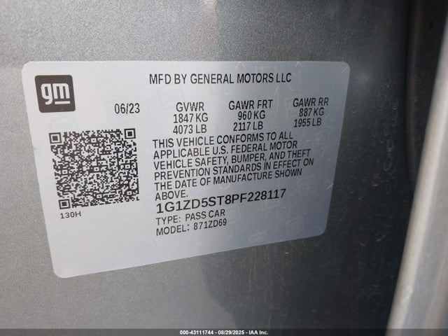 1G1ZD5ST8PF228117 Chevrolet lfv