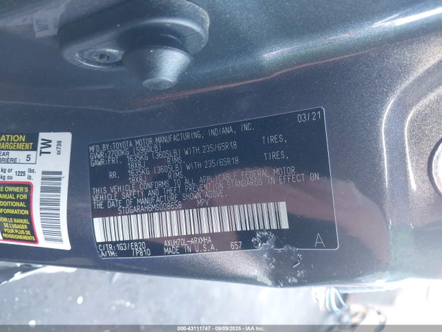 5TDGARAH6MS008658 Toyota a25a-fxs, 5nm
