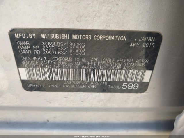 2015 MITSUBISHI LANCER JA32U2FU3FU022710 Photo 8