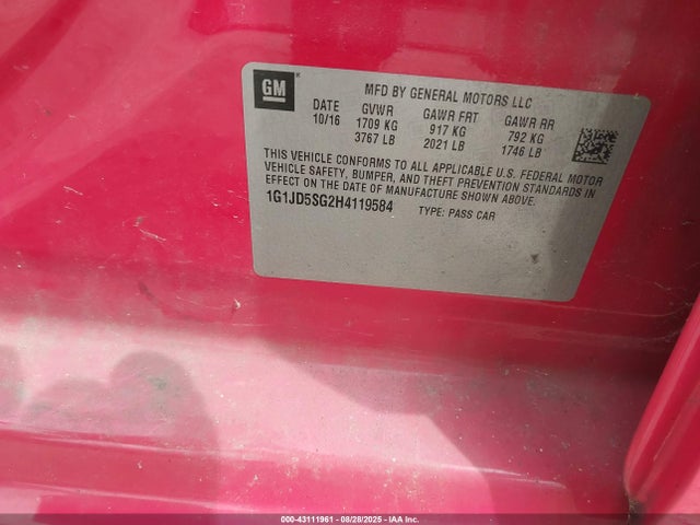 1G1JD5SG2H4119584 Chevrolet lwe - mfi, vvt: variable valve timing