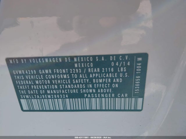 Volkswagen 2014 2014 3VWLL7AJ9EM286324 Image 9