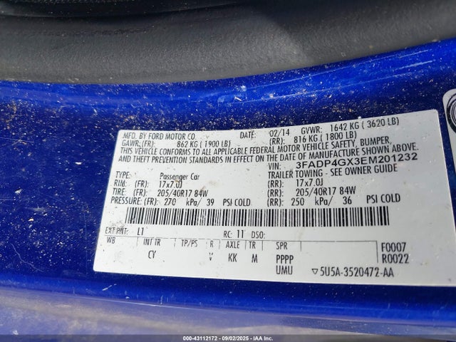 Aukcja sprzedaży 2014 Ford Fiesta St, vin: 3FADP4GX3EM201232, numer aukcji: 43112172