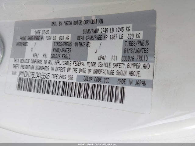 JM1NDAD76L0415545 Mazda pe