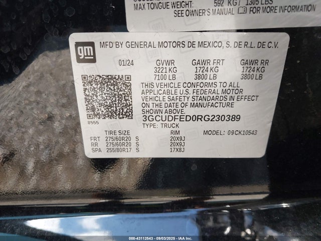 3GCUDFED0RG230389 Chevrolet Silverado 1500 4wd Short Bed Lt Trail Boss