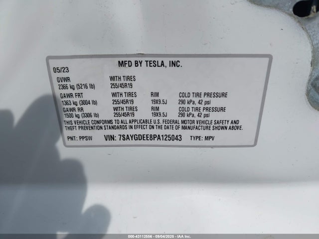 2023 TESLA MODEL Y 7SAYGDEE8PA125043 Photo 8