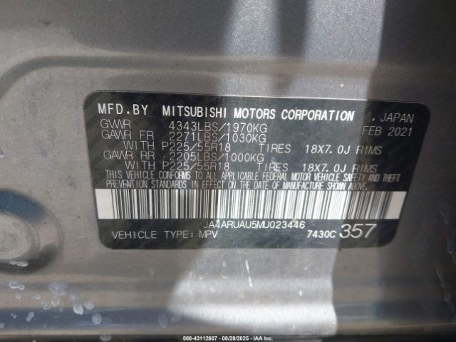 2021 MITSUBISHI OUTLANDER SPORT JA4ARUAU5MU023446 Photo 8
