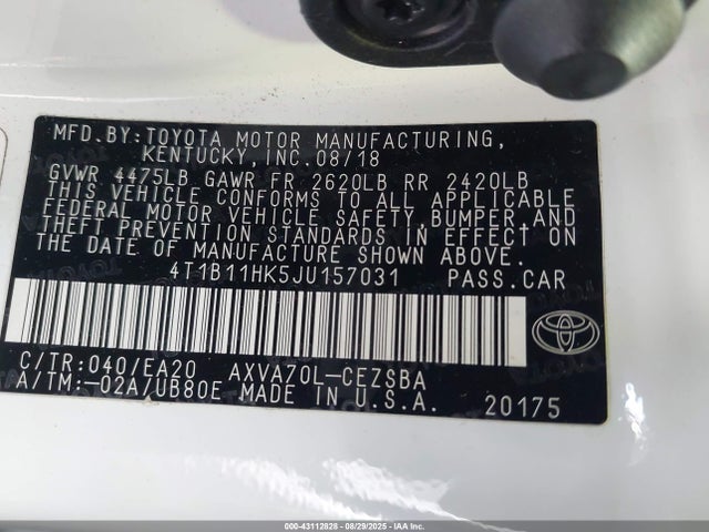 4T1B11HK5JU157031 Toyota a25a-fks