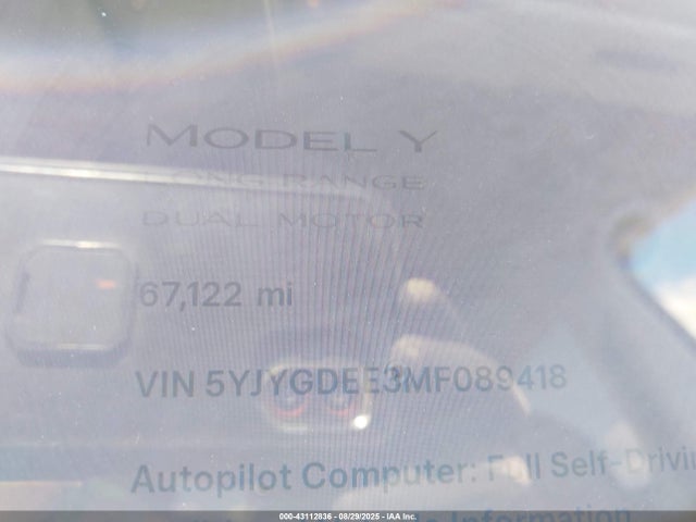 5YJYGDEE3MF089418 Tesla 2021
