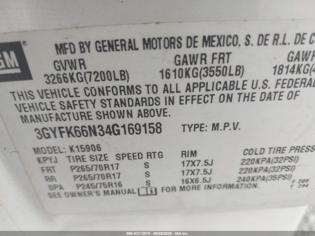 2004 CADILLAC ESCALADE ESV 3GYFK66N34G169158 Photo 8