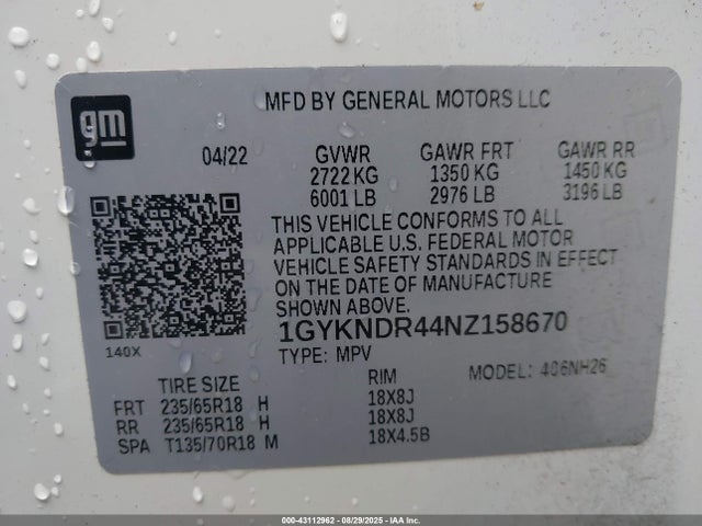 2022 CADILLAC XT5 1GYKNDR44NZ158670 Photo 8