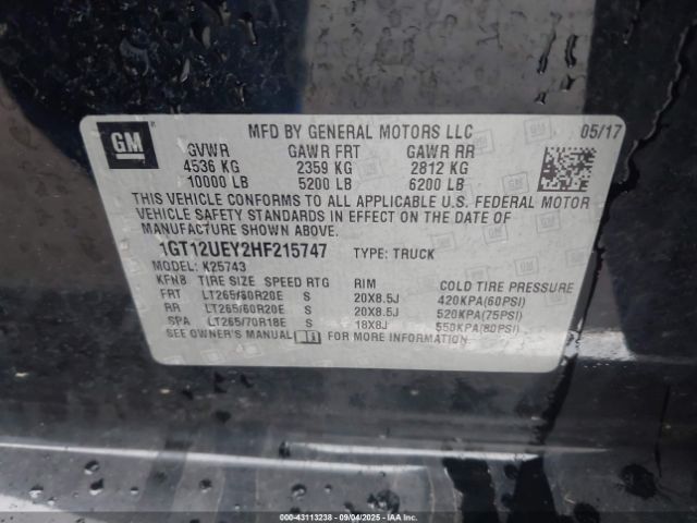 2017 GMC SIERRA 2500HD 1GT12UEY2HF215747 Photo 8