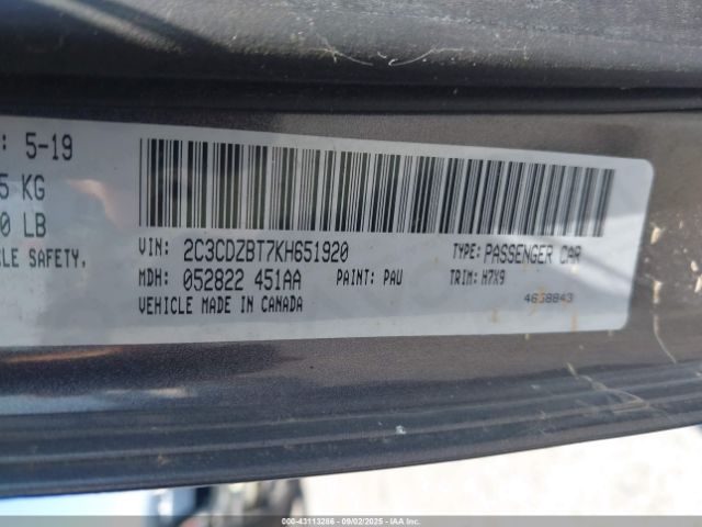 2019 DODGE CHALLENGER 2C3CDZBT7KH651920 Photo 8