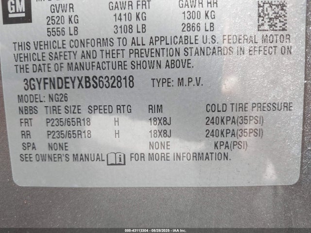 2011 CADILLAC SRX 3GYFNDEYXBS632818 Photo 8