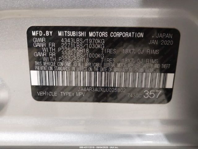2020 MITSUBISHI OUTLANDER SPORT JA4AR3AUXLU025802 Photo 8