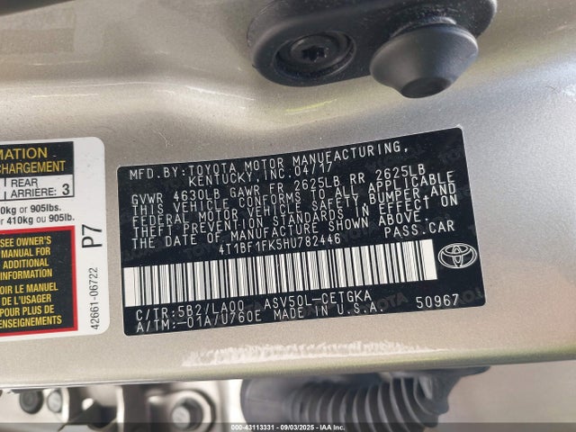 4T1BF1FK5HU782446 Toyota 2ar-fe