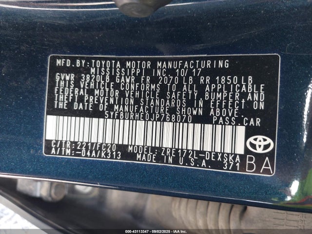 Toyota 2zr-fe 2018 5YFBURHE0JP768070 Image 9