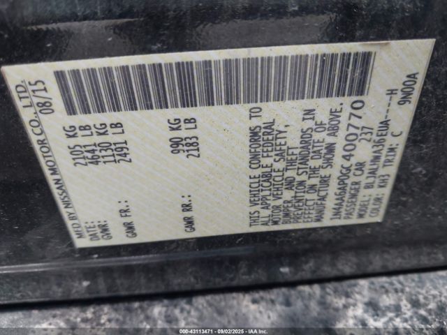 2016 NISSAN MAXIMA 1N4AA6AP0GC400770 Photo 8