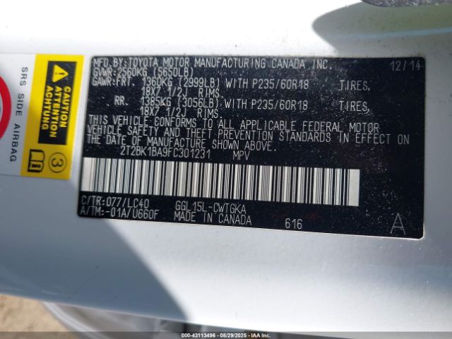 2015 LEXUS RX 350 2T2BK1BA9FC301231 Photo 8