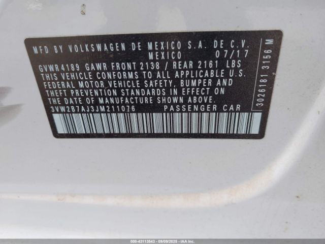 2018 VOLKSWAGEN JETTA 3VW2B7AJ3JM211076 Photo 8