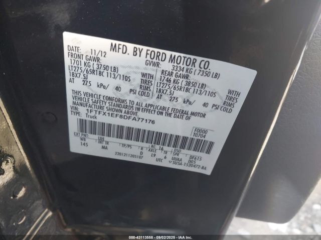 2013 FORD F-150 1FTFX1EF8DFA77176 Photo 8