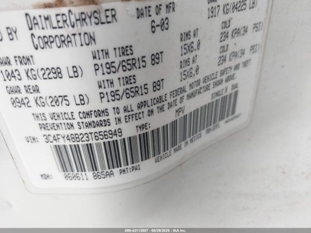 2003 CHRYSLER PT CRUISER 3C4FY48B23T656949 Photo 8