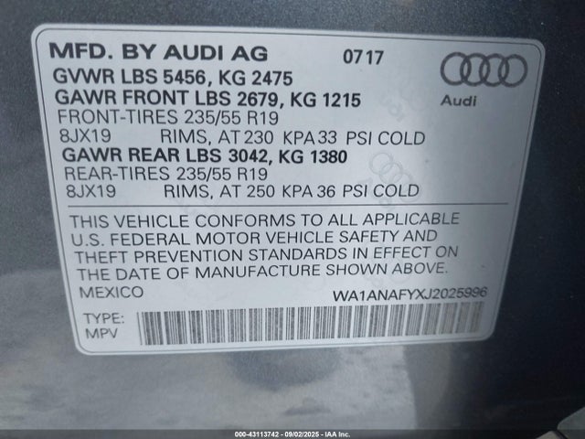 2018 AUDI Q5 WA1ANAFYXJ2025996 Photo 8