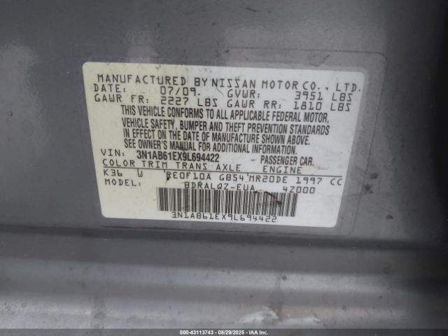 2009 NISSAN SENTRA 3N1AB61EX9L694422 Photo 8