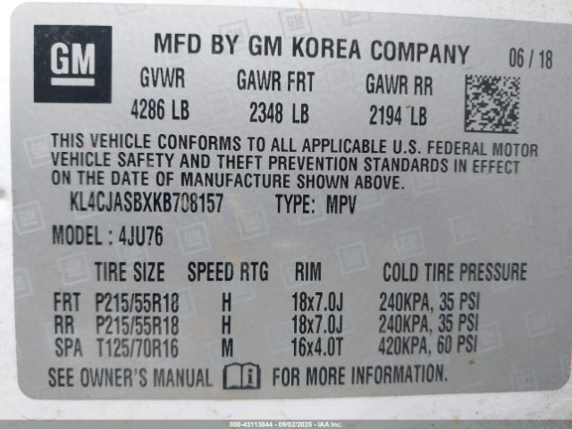 2019 BUICK ENCORE KL4CJASBXKB708157 Photo 8