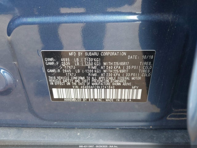4S4BSAFC9K3241840 Subaru na u5