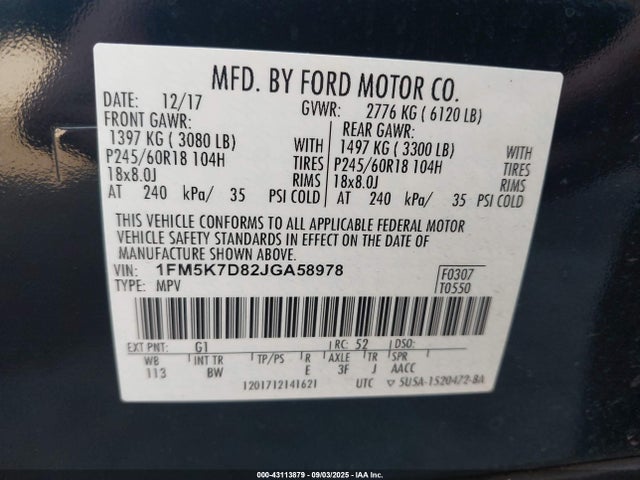 Ford 3.5l ti-vct 2018 1FM5K7D82JGA58978 Image 9