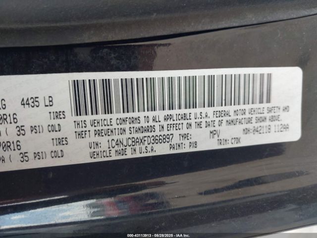 2015 JEEP COMPASS 1C4NJCBAXFD366897 Photo 8