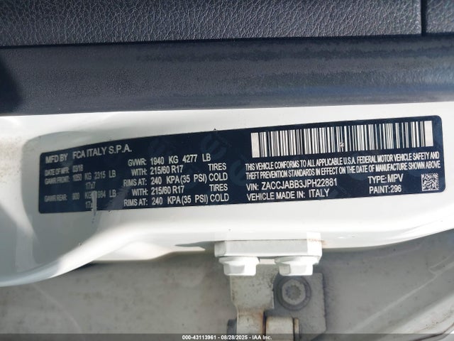 Jeep Renegade 2018 ZACCJABB3JPH22881 Image 9