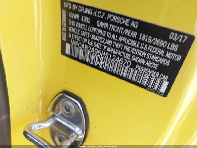 2017 PORSCHE 911 WP0AB2A96HS124670 Photo 8