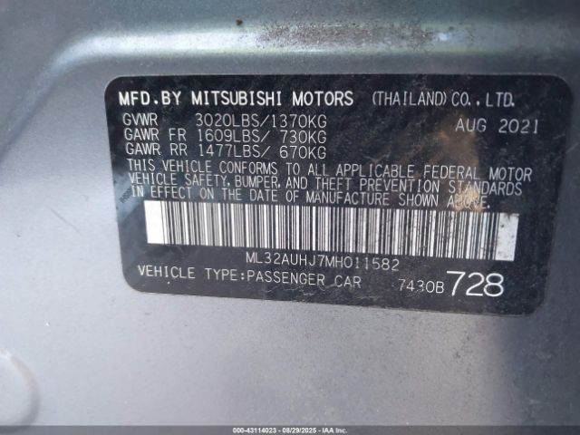 2021 MITSUBISHI MIRAGE ML32AUHJ7MH011582 Photo 8