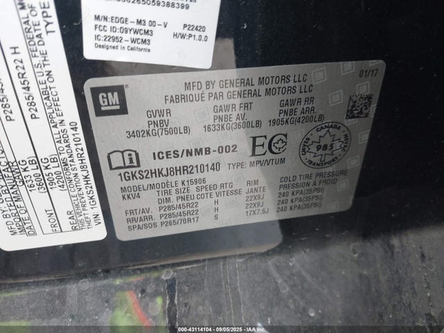 1GKS2HKJ8HR210140 GMC l86 - sidi: spark ignited direct injection, vvt: variable valve timing, afm, e85max, alum