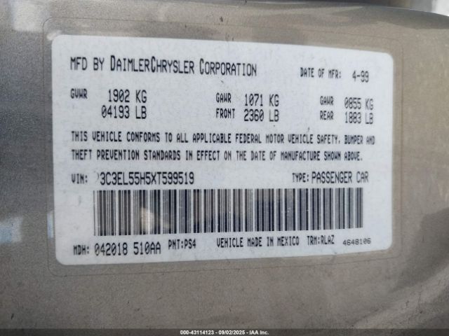 1999 CHRYSLER SEBRING 3C3EL55H5XT599519 Photo 8