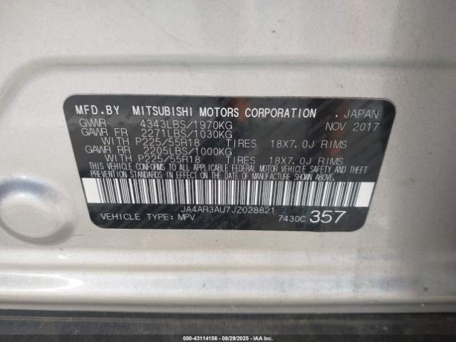 2018 MITSUBISHI OUTLANDER SPORT JA4AR3AU7JZ028821 Photo 8