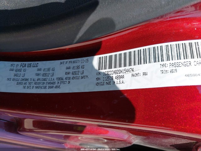Chrysler 200 2016 1C3CCCAB2GN154474 Image 9