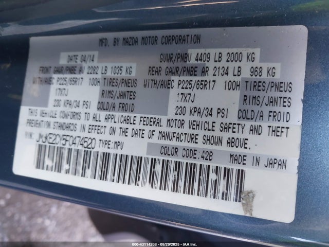 Mazda py 2015 JM3KE2CY5F0474520 Image 9