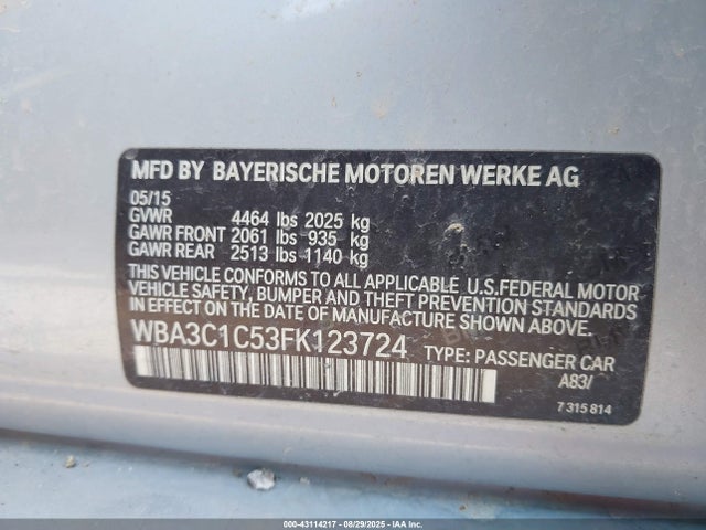 BMW 328I 2015 WBA3C1C53FK123724 Image 9