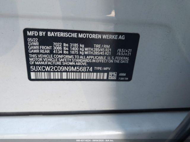 2022 BMW X7 5UXCW2C09N9M56874 Photo 8